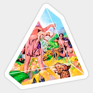 triangle powerful native women and hungry tiger Sticker